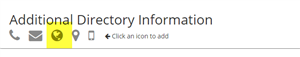 Additional Directory Info with Website icon highlighted. 